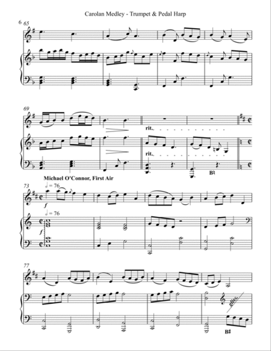 Carolan Medley, Duet for Bb Trumpet & Pedal Harp image number null