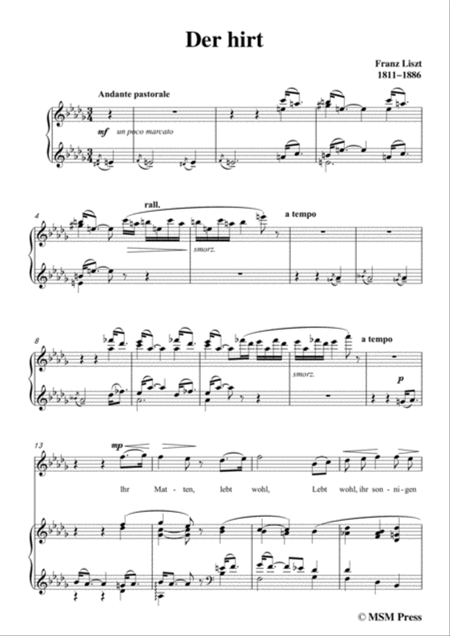 Liszt-Der hirt in D flat Major,for Voice and Piano Voice Solo scores gallery preview page 3