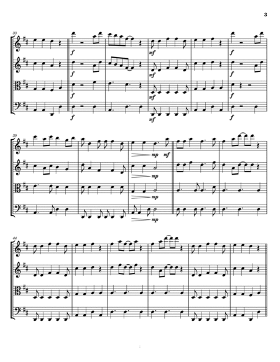 Day-o (the Banana Boat Song) String Quartet scores gallery preview page 3