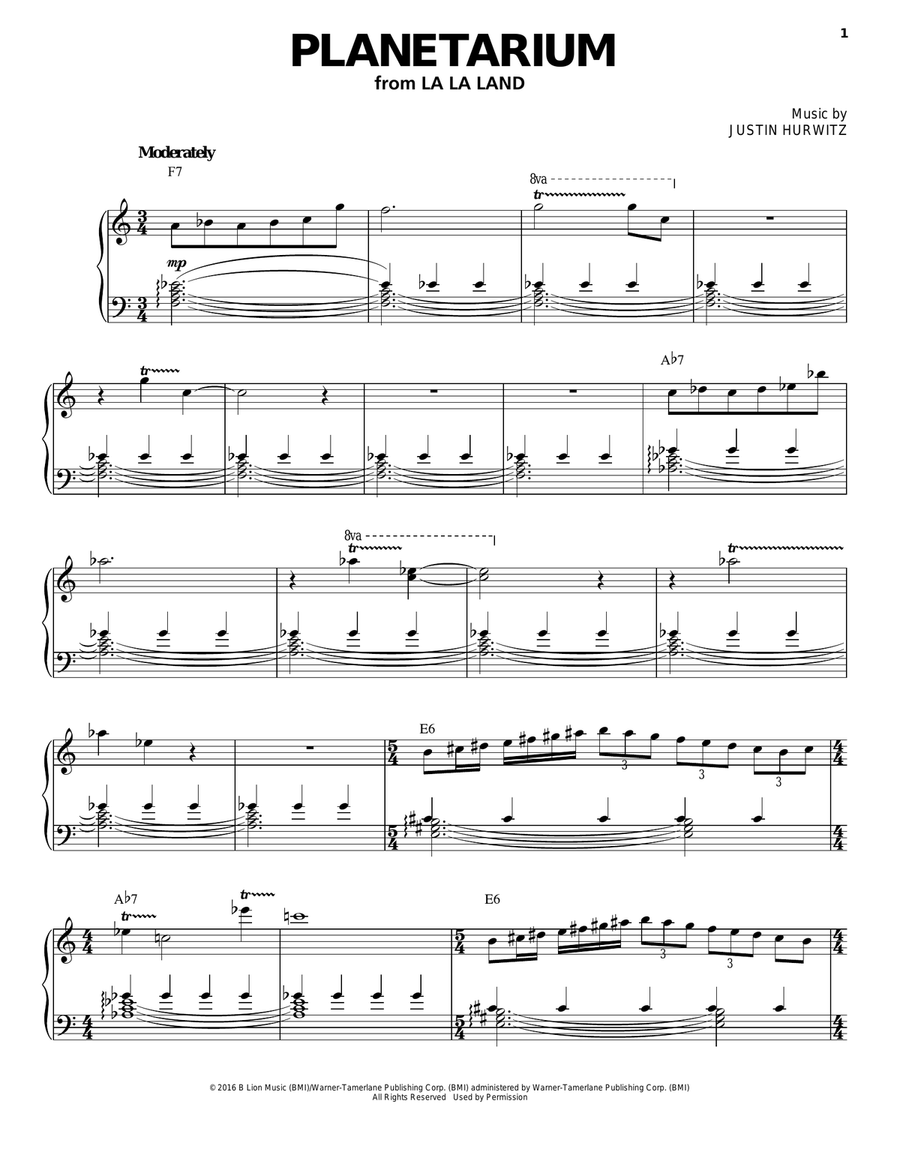Planetarium Piano Solo scores gallery preview page 1
