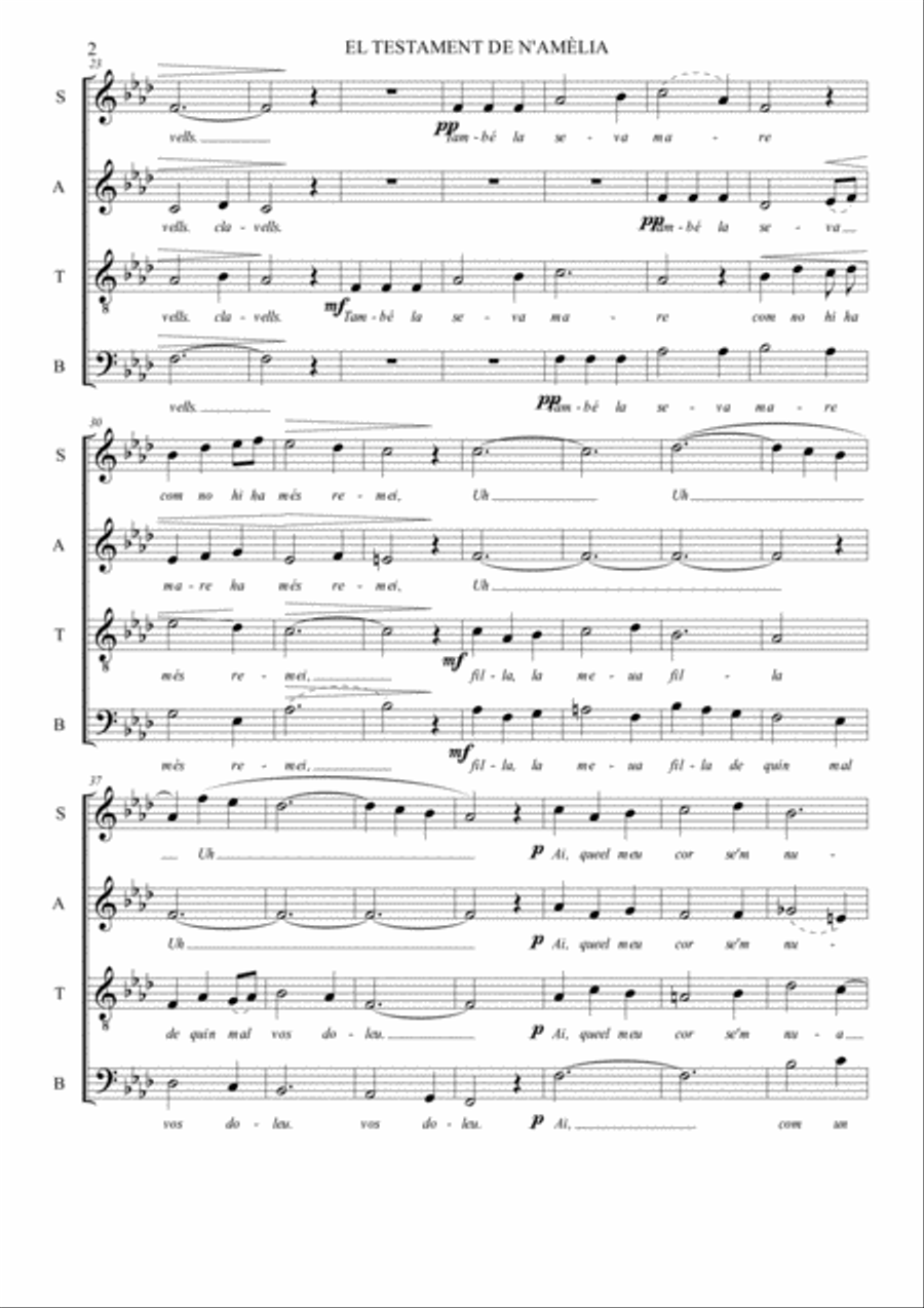 EL TESTAMENT DE N'AMÈLIA 4-Part scores gallery preview page 2