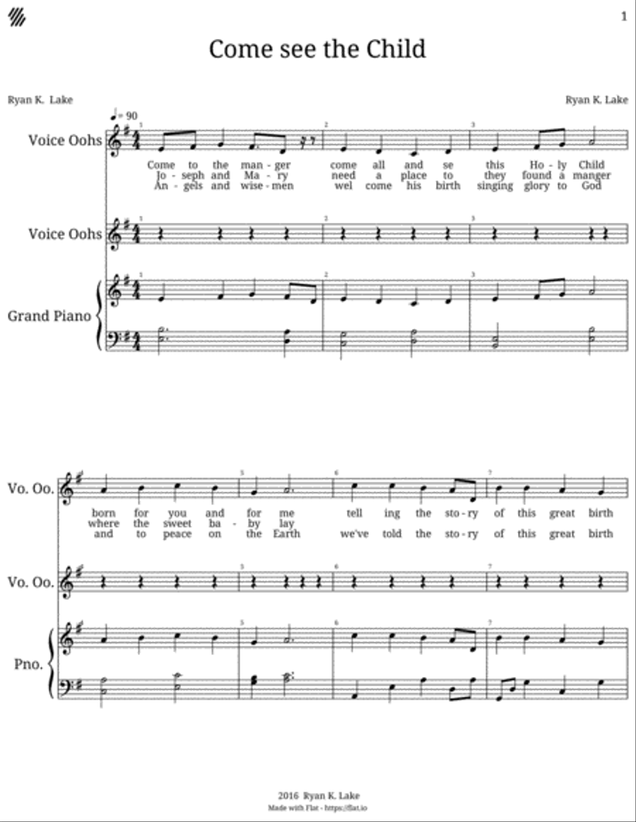 Come See The Child Unison Choir scores gallery preview page 1