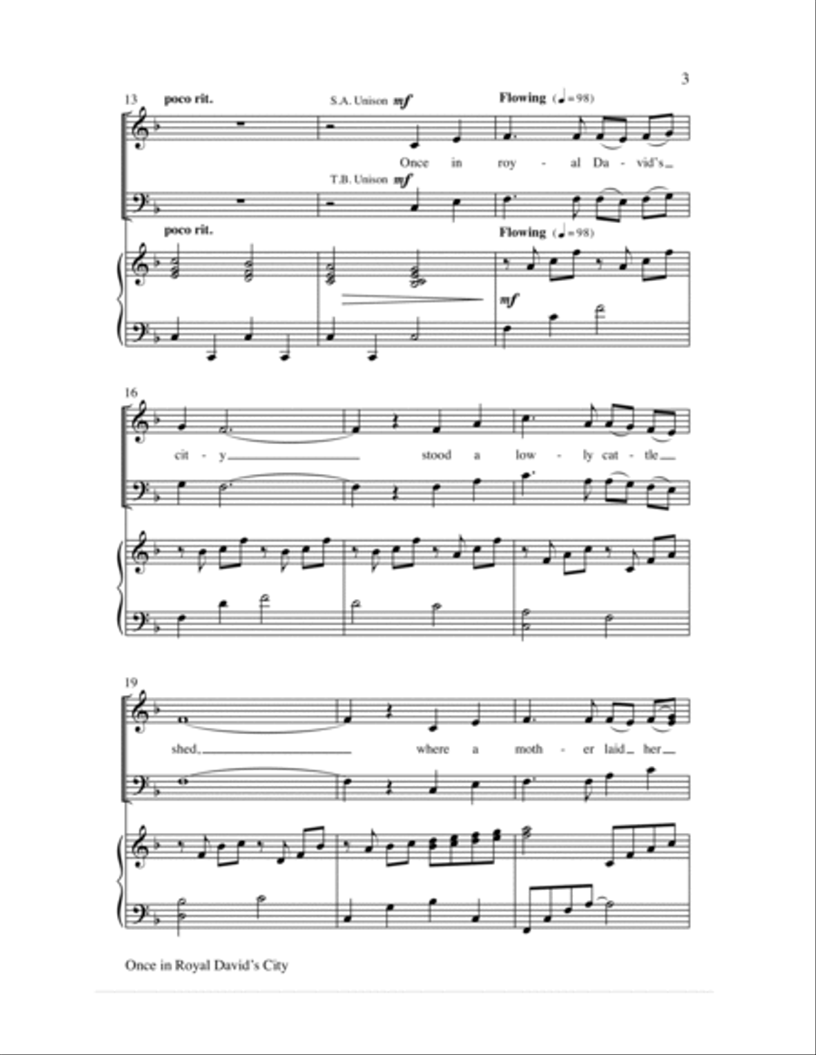 Once in Royal David's City 4-Part scores gallery preview page 3
