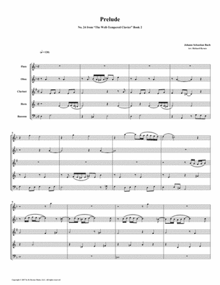 Prelude 24 from Well-Tempered Clavier, Book 2 (Woodwind Quintet)