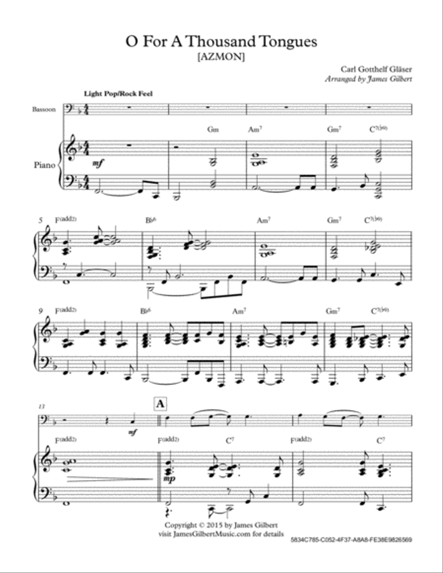 O For A Thousand Tongues Bassoon scores gallery preview page 2