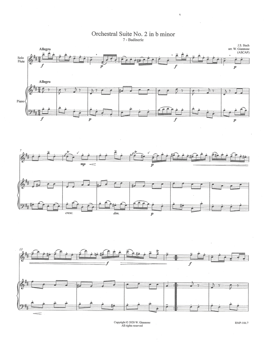 Bach - Badinerie from Orchestral Suite No. 2 in b minor Flute Solo scores gallery preview page 2