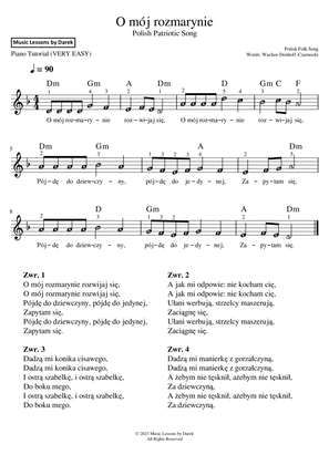 O mój rozmarynie (Polish Patriotic Song) / Oh My Rosemary [VERY EASY PIANO]