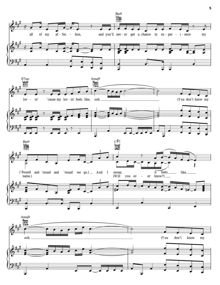 You Don't Know My Name Piano, Vocal, Guitar scores gallery preview page 5