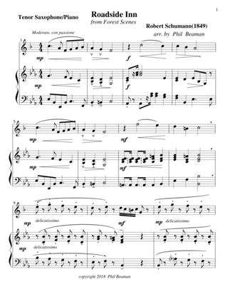 Book cover for Roadside Inn - Schumann- Tenor Sax-Piano