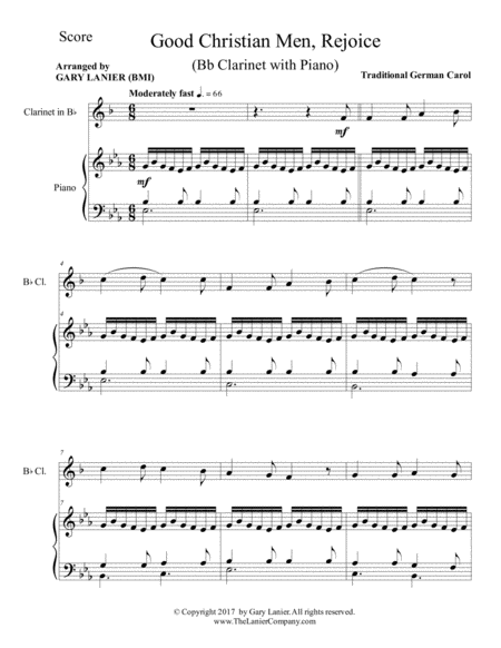 GOOD CHRISTIAN MEN, REJOICE (Bb Clarinet with Piano & Score/Part) image number null