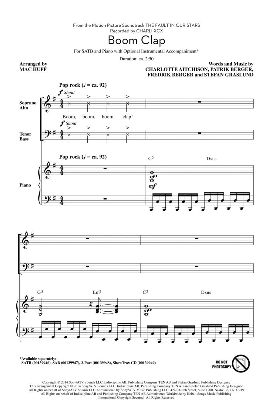 Boom Clap Boom Clap 4-Part scores gallery preview page 1