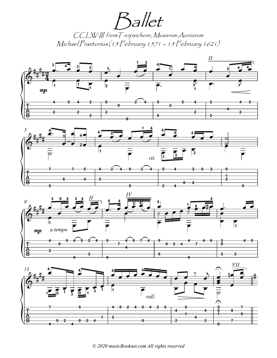 Ballet by Michael Praetorious Acoustic Guitar scores gallery preview page 1
