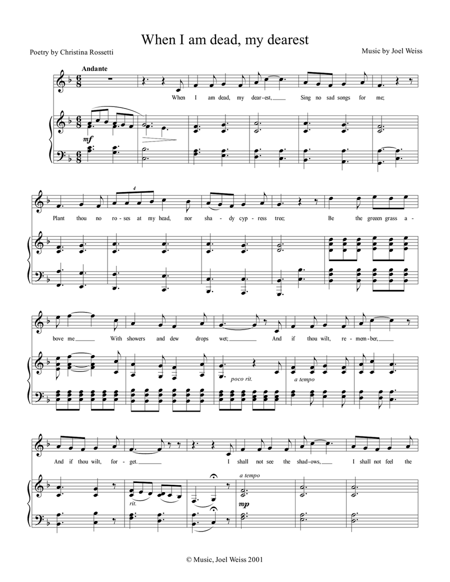 When I am dead, my dearest Voice scores gallery preview page 1