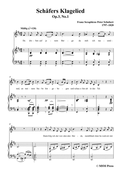 Schubert-Schäfers Klagelied,in b minor,Op.3,No.1,for Voice and Piano image number null