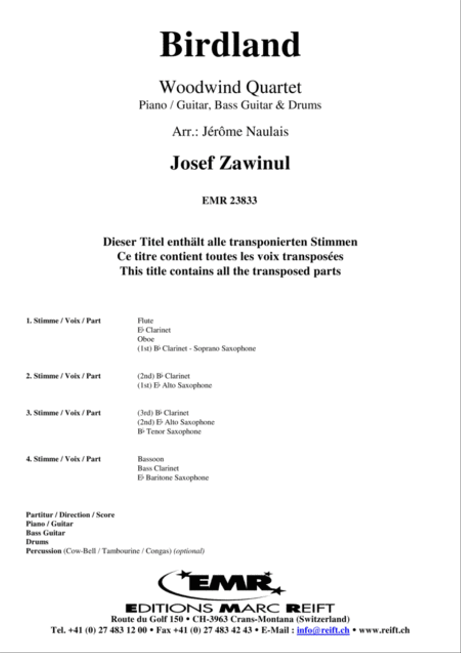 Birdland Birdland Woodwind Quartet scores gallery preview page 2