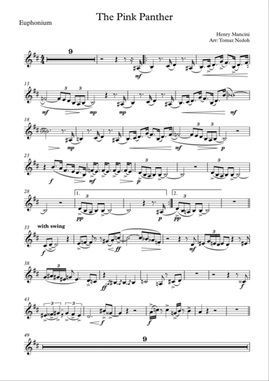 The Pink Panther Euphonium scores gallery preview page 6