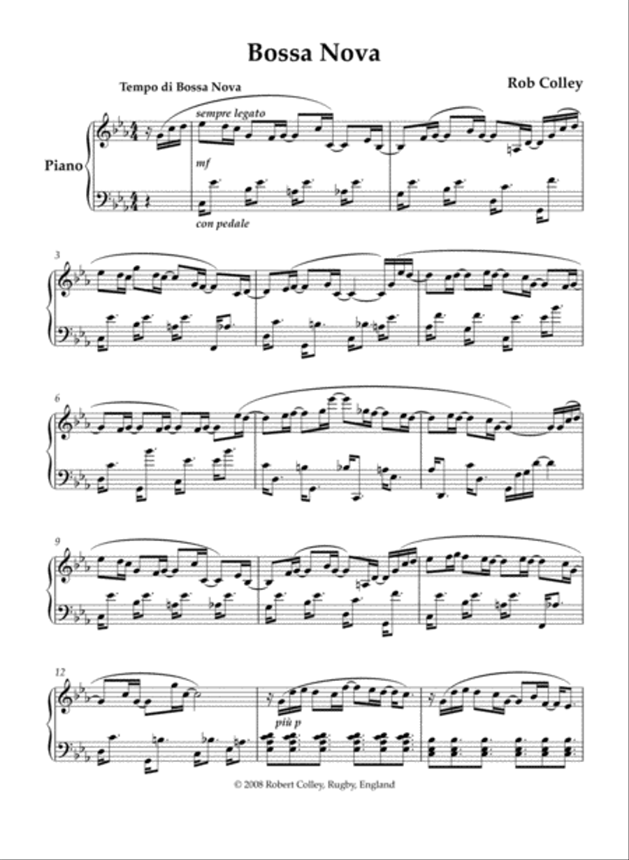 Bossa Nova Piano Solo scores gallery preview page 1