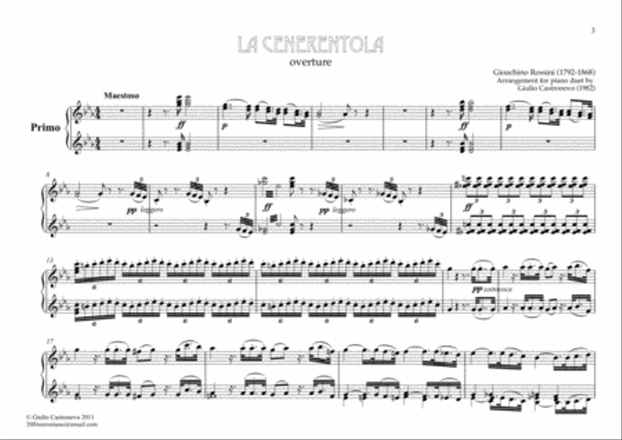 Rossini: La Cenerentola (Cinderella) - Overture for Piano Duet (4 hands) Piano Duet scores gallery preview page 3