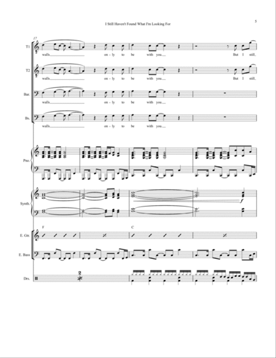 Still Haven't Found What I'm Looking For Small Ensemble scores gallery preview page 5