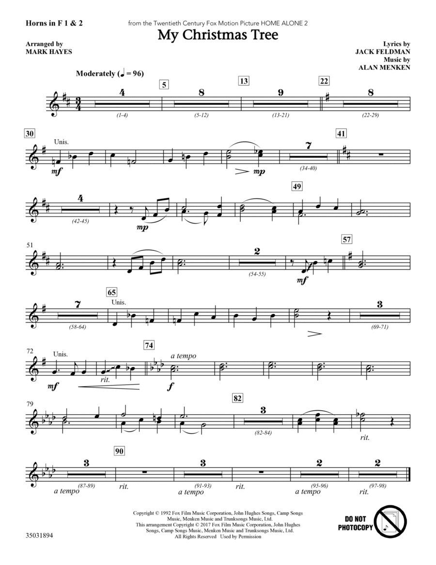 My Christmas Tree - F Horn 1,2 Choir scores gallery preview page 1