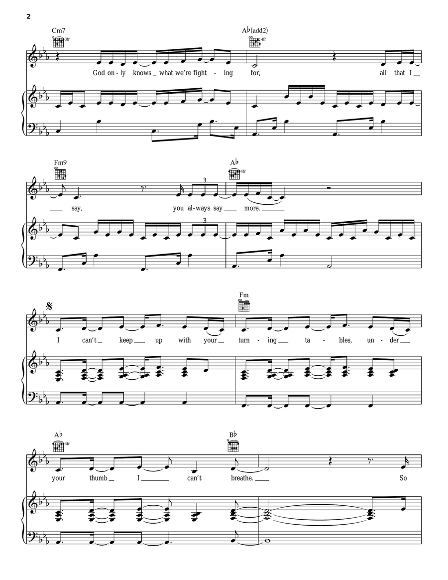 Turning Tables Piano, Vocal, Guitar scores gallery preview page 2
