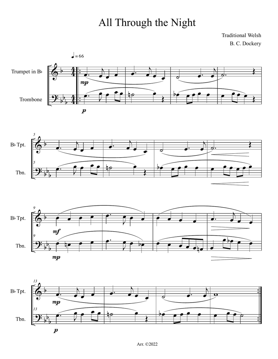 All Through the Night (Trumpet and Trombone Duet)