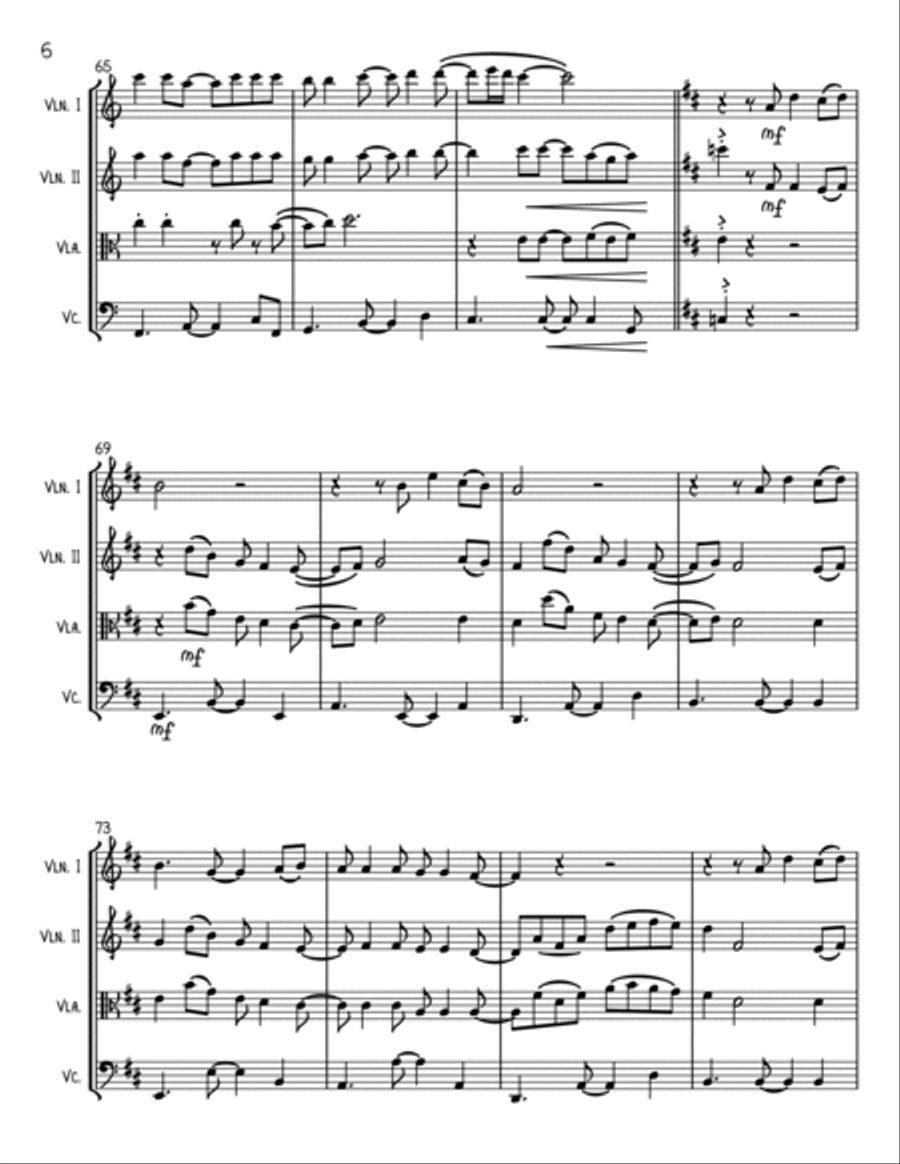 Feliz Navidad String Quartet scores gallery preview page 6