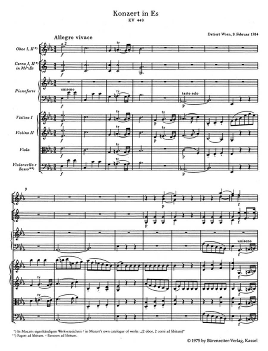 Piano Concerto No. 14 E flat major KV 449