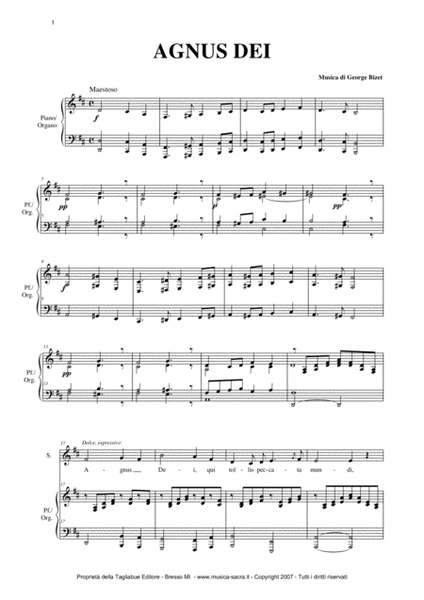 AGNUS DEI - G. Bizet - Arr. for Alto and Organ/Piano image number null