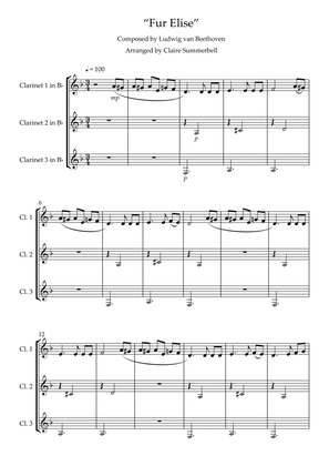 Fur Elise - Easy Clarinet Trio