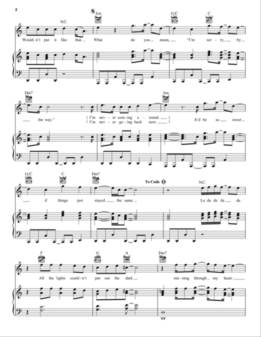 Lights Up Lights Up Piano, Vocal, Guitar scores gallery preview page 2