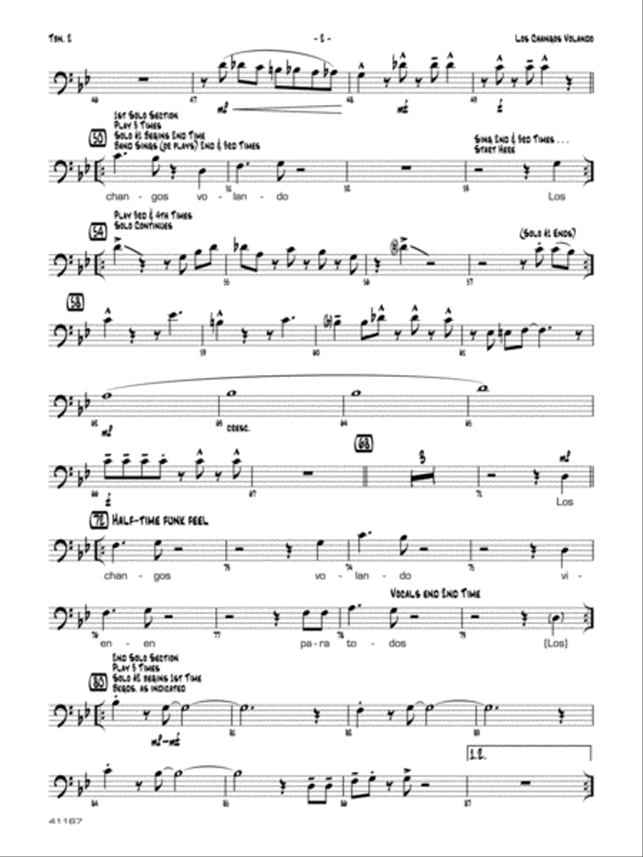 Los changos volando: 2nd Trombone Jazz Ensemble scores gallery preview page 2
