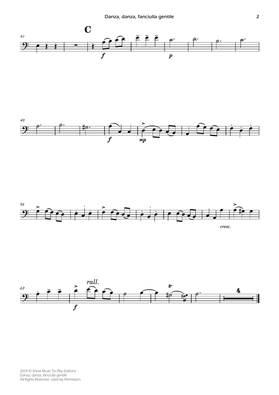 Danza, danza, fanciulla gentile - Cello and Piano (Individual Parts) Piano scores gallery preview page 2