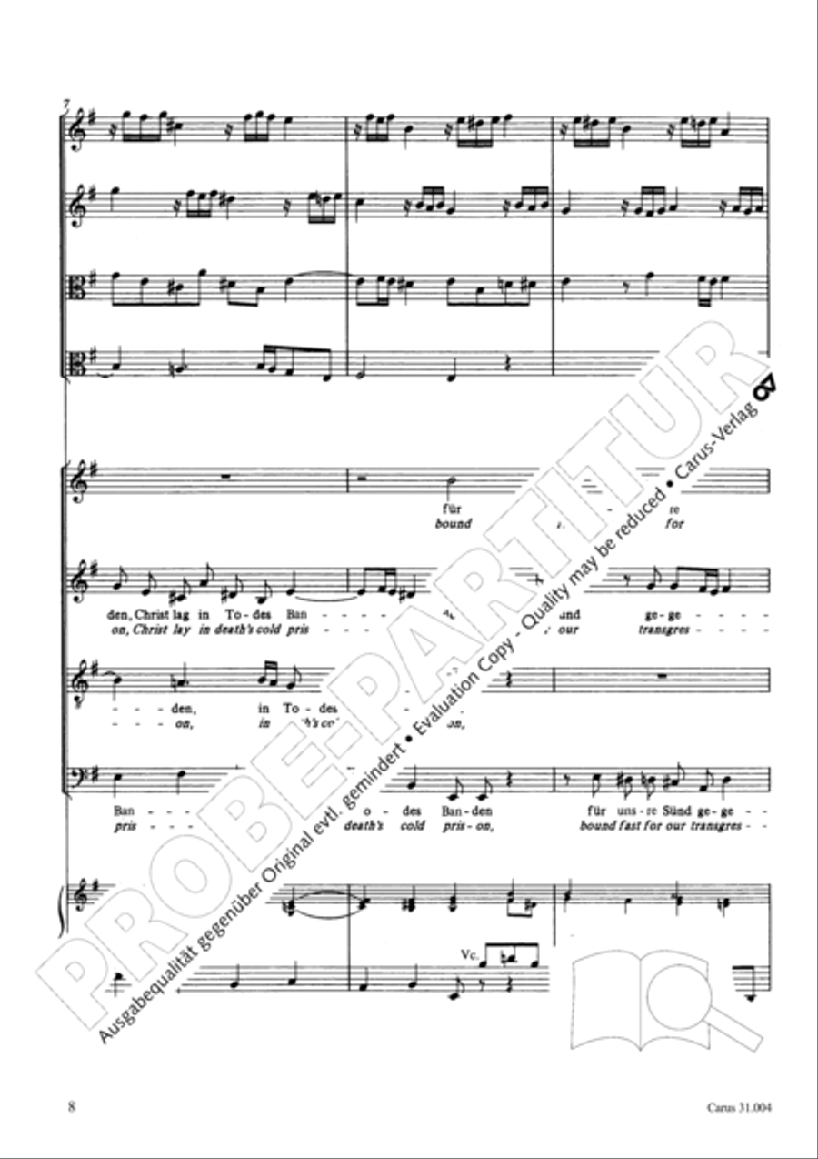 Christ lay in death's cold prison (Christ lag in Todesbanden) 4-Part scores gallery preview page 9