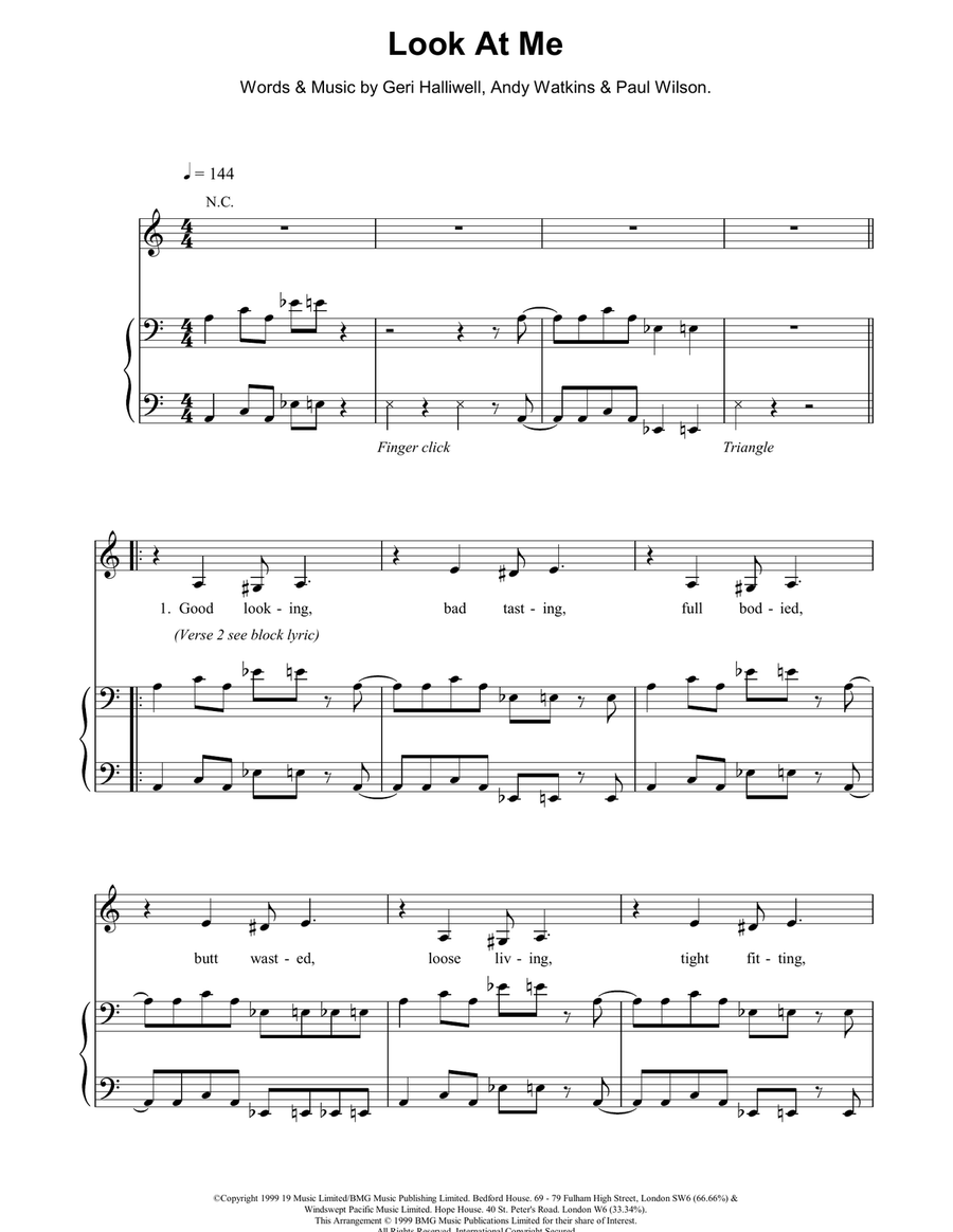 Look At Me Piano, Vocal, Guitar scores gallery preview page 1