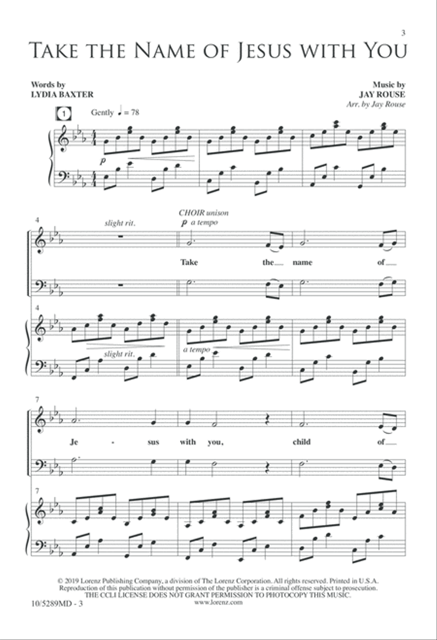 Take the Name of Jesus with You 4-Part scores gallery preview page 3