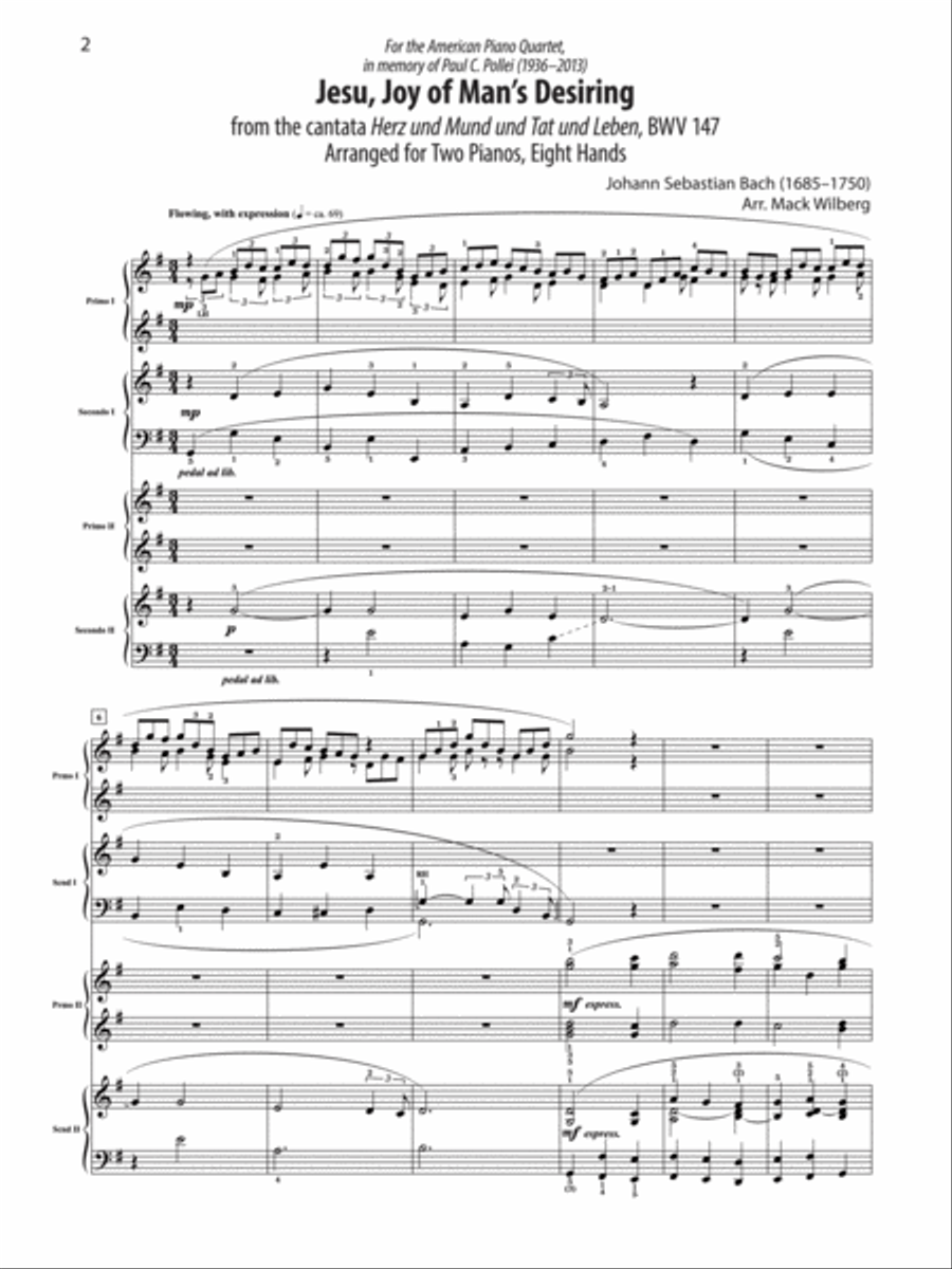 Jesu, Joy of Man's Desiring - Piano Quartet (2 Pianos, 8 Hands) Cello scores gallery preview page 2