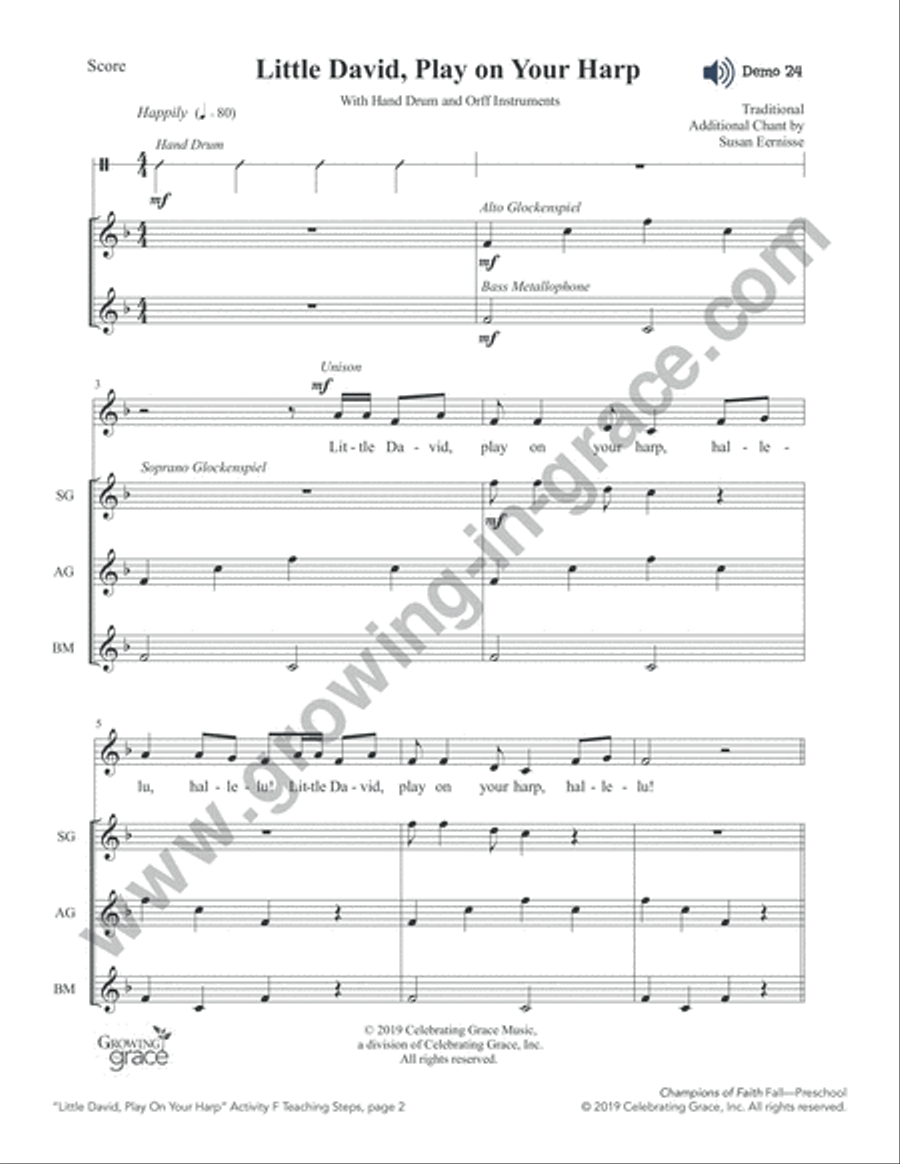 Champions of Faith: Preschool - Fall Unison Choir scores gallery preview page 17