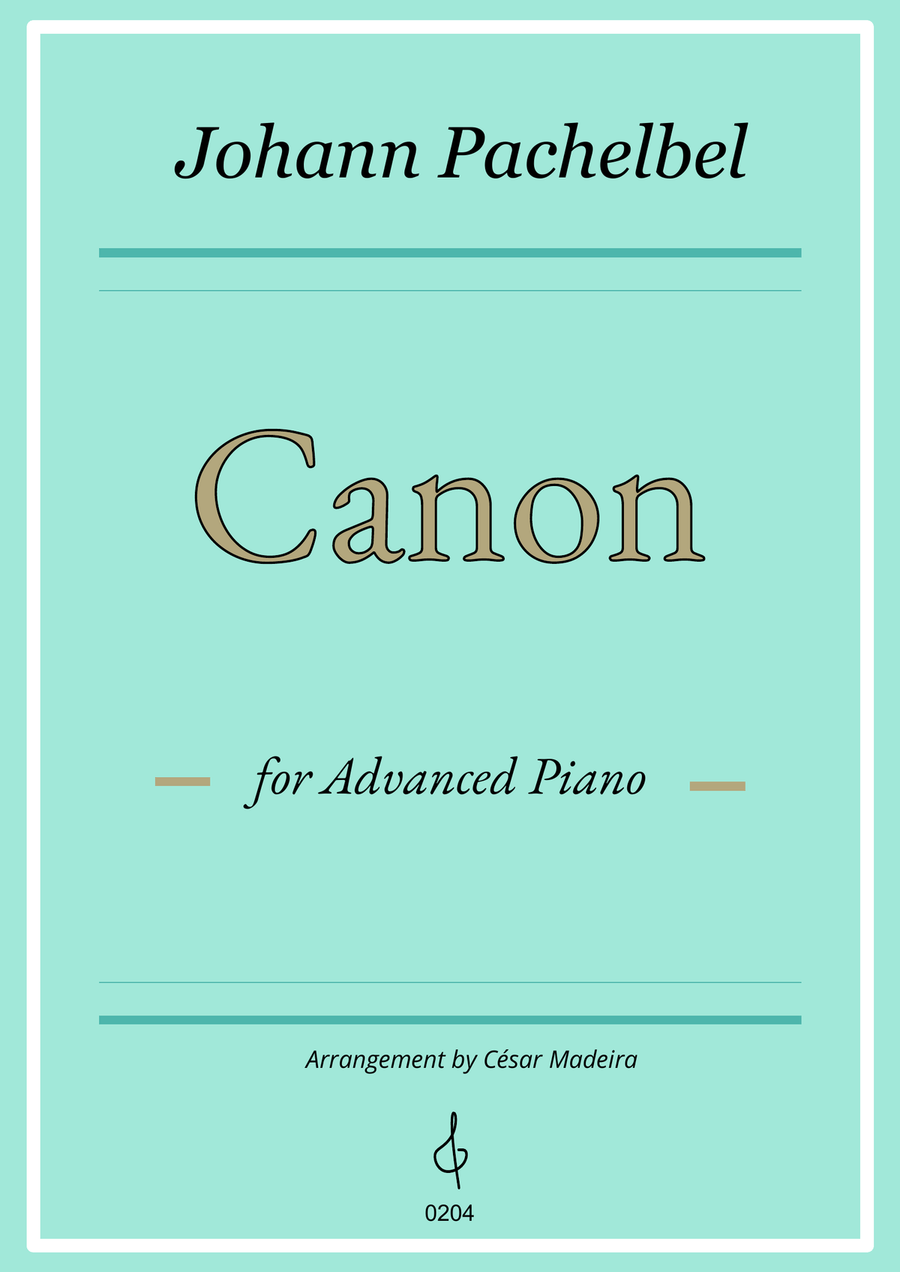 Pachelbel's Canon in D - Advanced Piano (Full Score) Piano Solo scores gallery preview page 1
