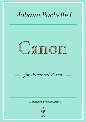 Book cover for Pachelbel's Canon in D - Advanced Piano (Full Score)
