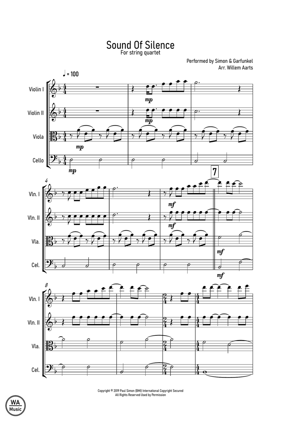 The Sound Of Silence String Quartet scores gallery preview page 2