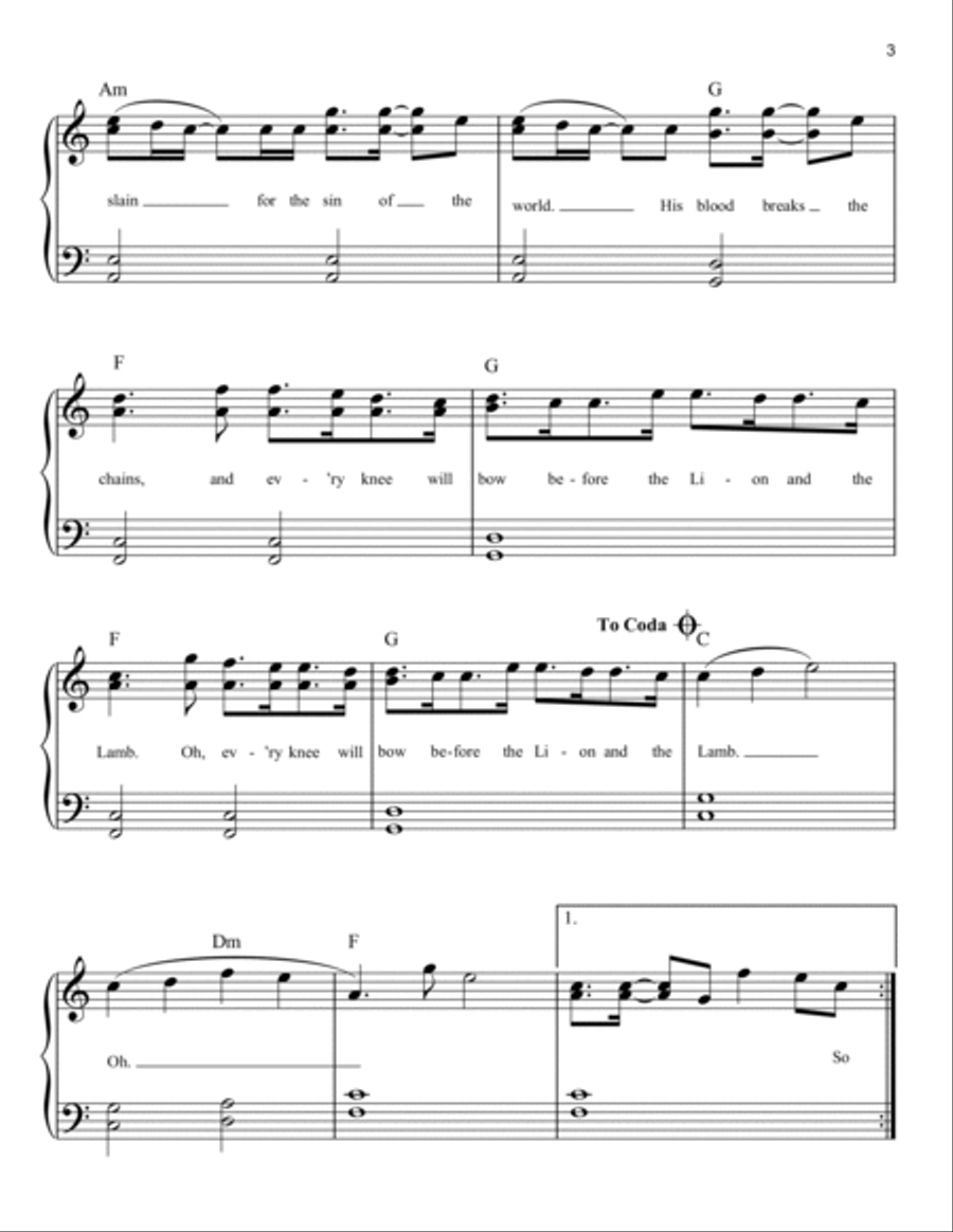 The Lion And The Lamb The Lion And The Lamb Easy Piano scores gallery preview page 3