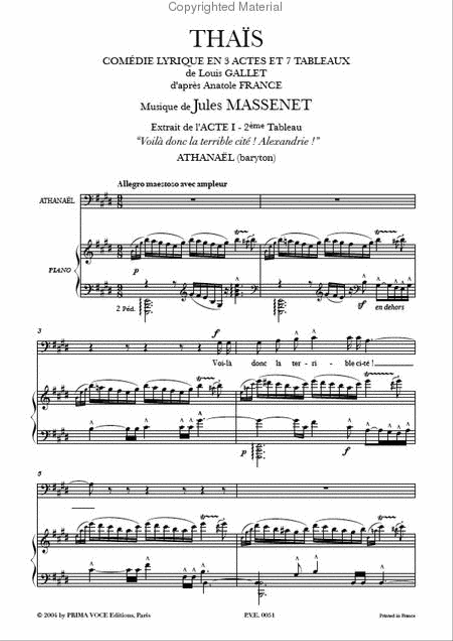 Voila donc la terrible cite! Alexandrie! from Thais Baritone Voice scores gallery preview page 2
