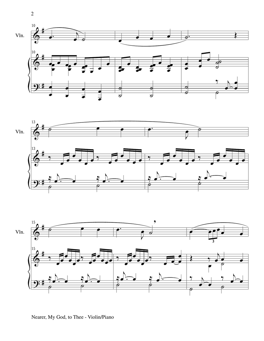 NEARER, MY GOD, TO THEE (Violin Piano and Violin Part) Violin Solo scores gallery preview page 2