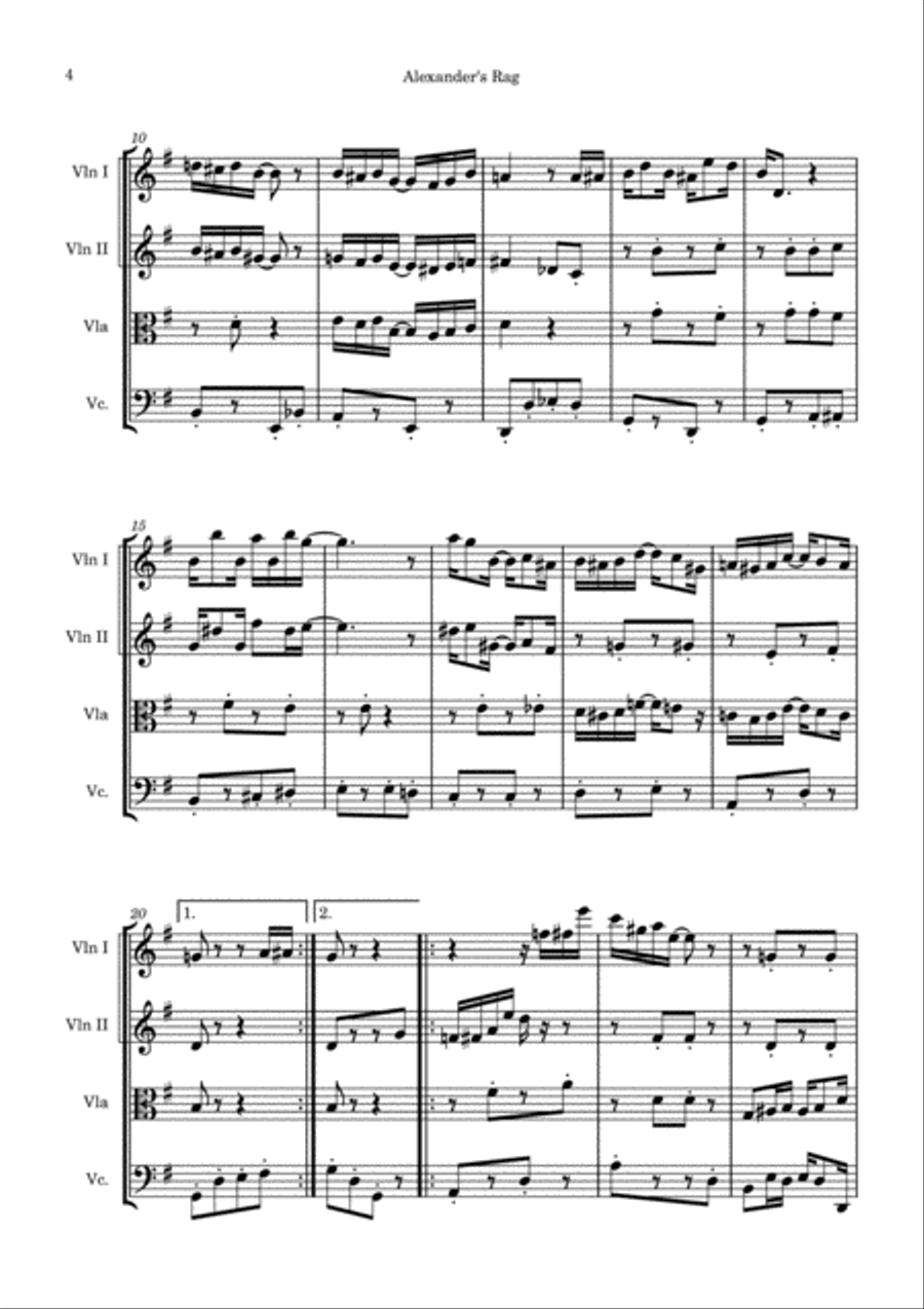 Alexander's Rag Alexander's Rag String Quartet scores gallery preview page 4