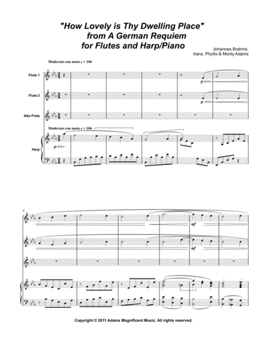 "How Lovely is Thy Dwelling Place" from A German Requiem for Flute Choir and Harp image number null