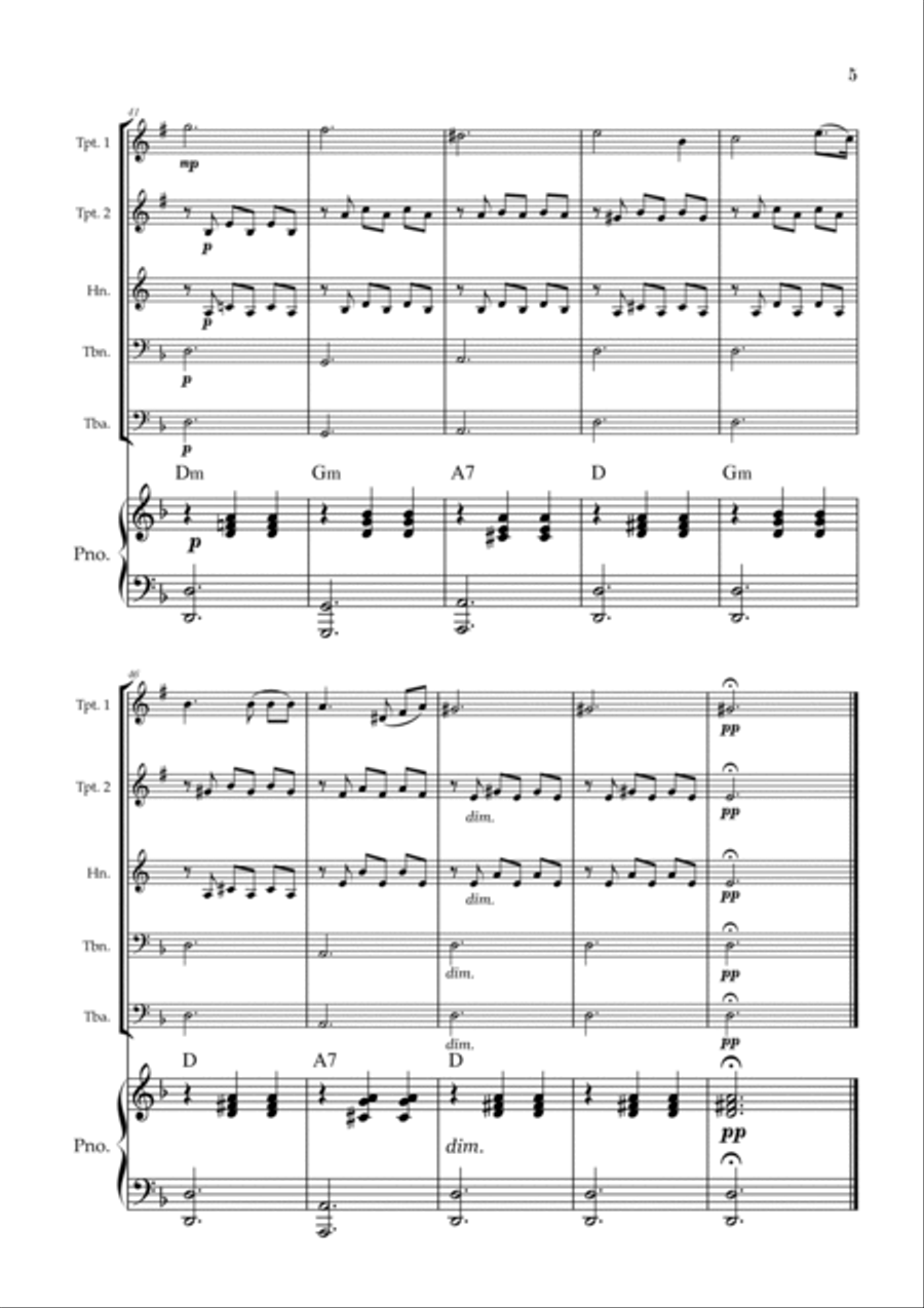 Serenade | Schubert | Brass Quintet | Piano | Chords Brass Quintet scores gallery preview page 5