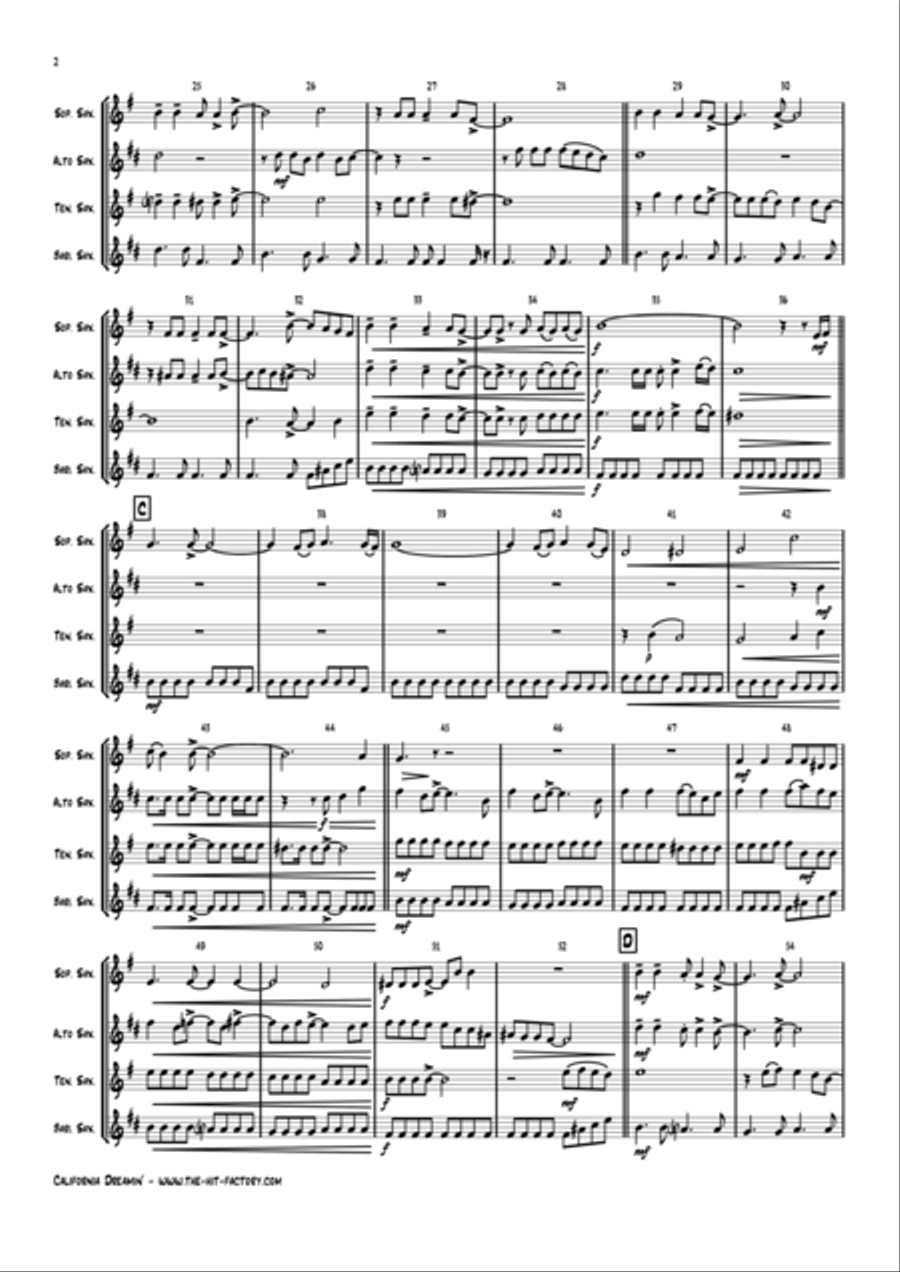 California Dreamin' Woodwind Quartet scores gallery preview page 3