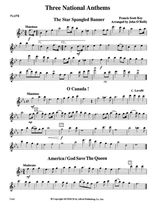 Three National Anthems (Star Spangled Banner, O Canada!, America/God Save the Queen): Flute