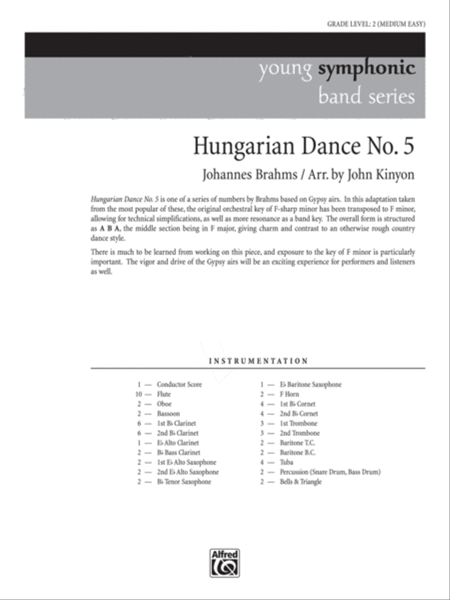 Hungarian Dance No. 5: Score Concert Band scores gallery preview page 1